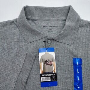 Marc New York Andrew Marc Sweater Polo Shirt Mens Size L Gray Short Sleeve